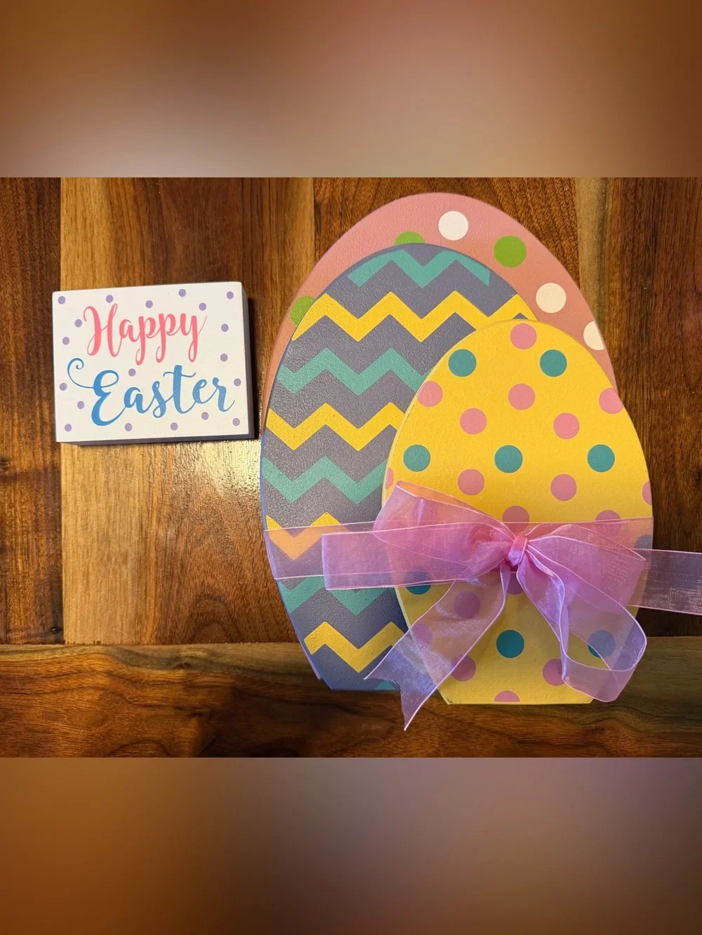 Easter Egg & Sign - Pastel Pink, Yellow, Teal & Purple